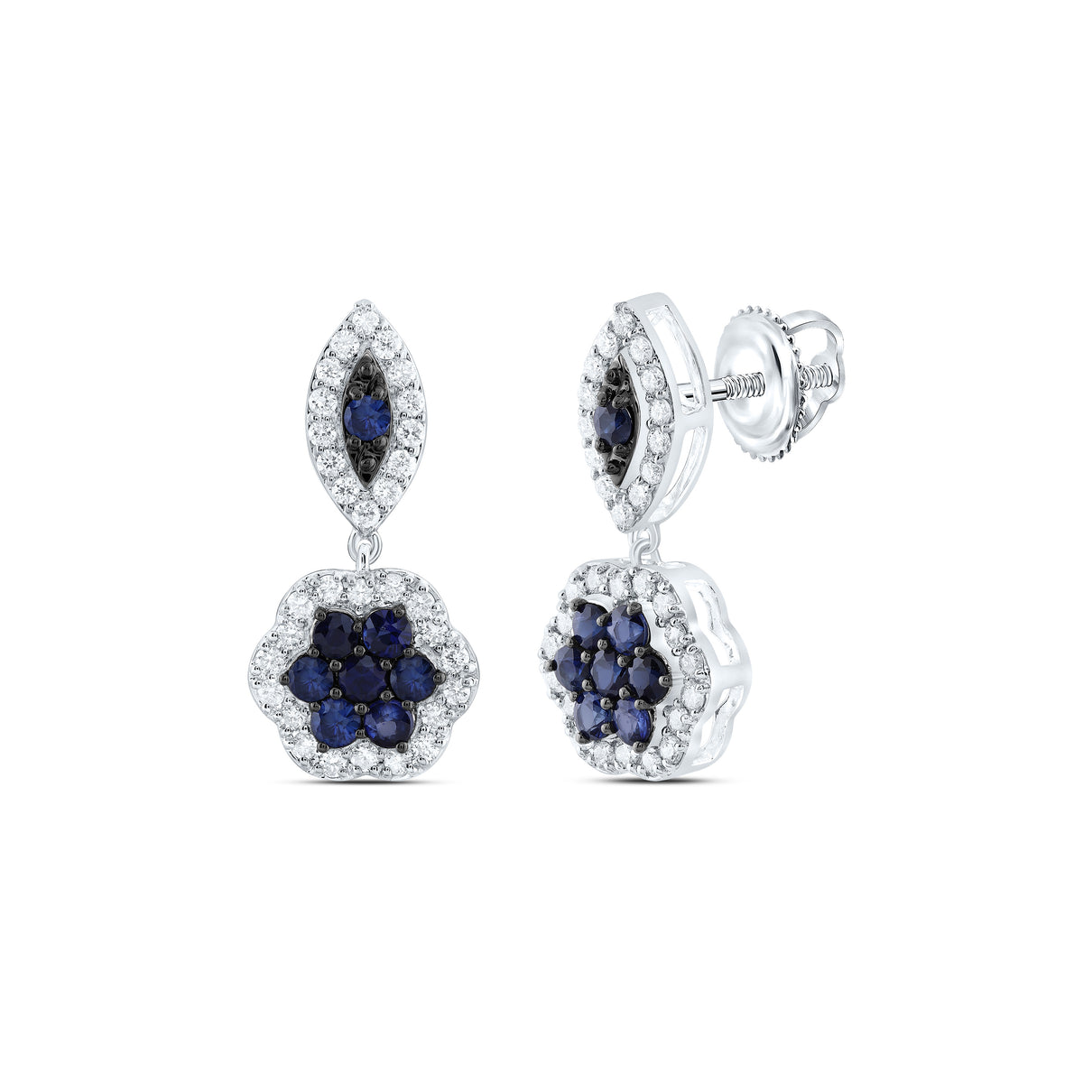 14K White Gold Gift - Ready Blue Sapphire Earrings with Natural Sparkle - Splendid Jewellery