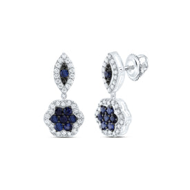 14K White Gold Gift - Ready Blue Sapphire Earrings with Natural Sparkle - Splendid Jewellery