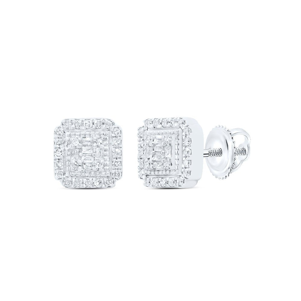 10K White Gold Elegant Earrings with Diamond for Everyday Wear - Splendid Jewellery
