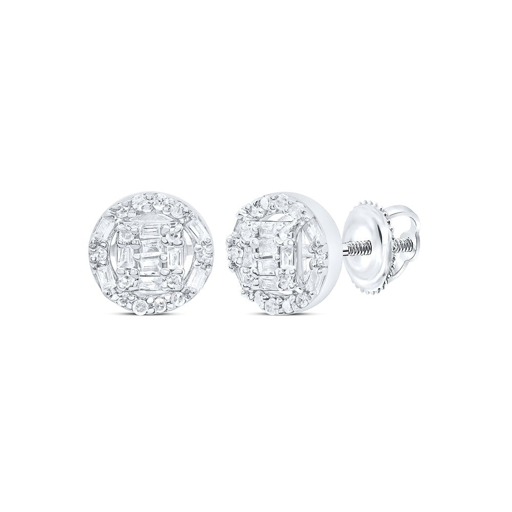 10K White Gold Baguette Diamond Earrings - Splendid Jewellery