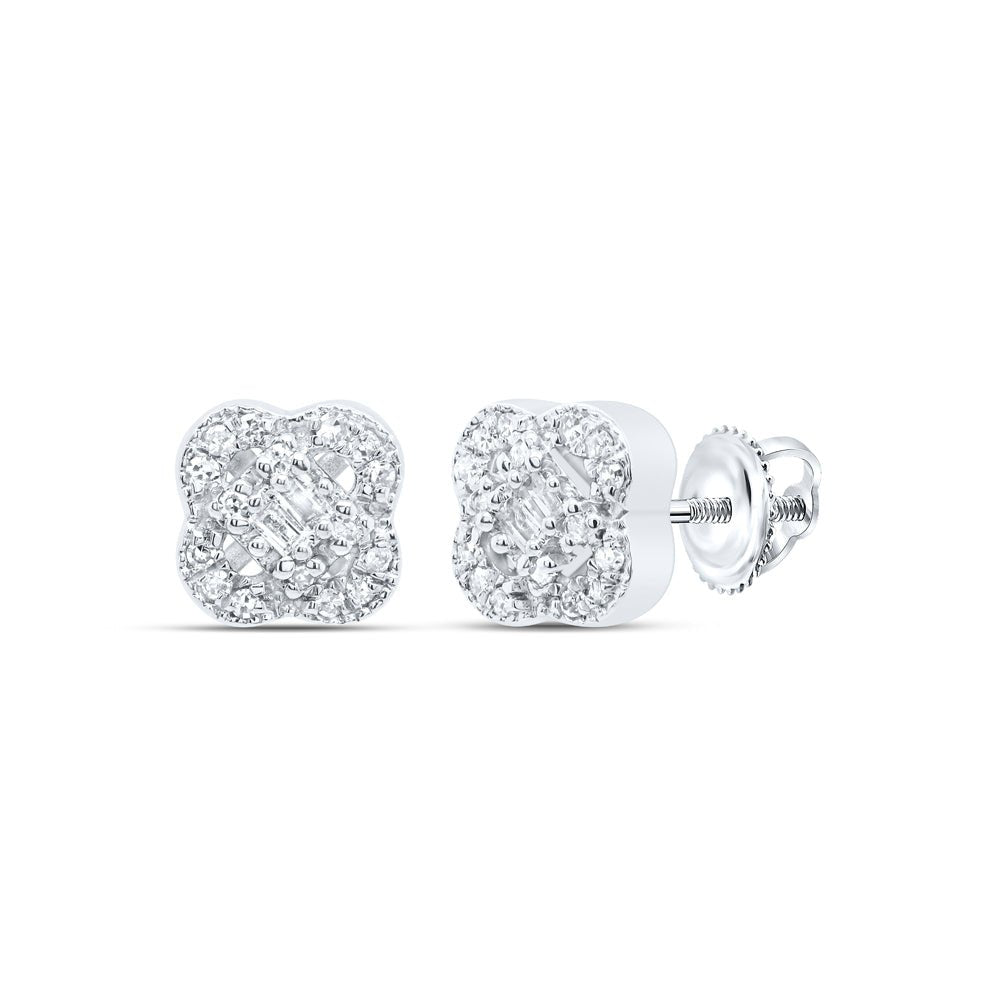 10K White Gold Diamond Earrings 1/10 Cttw - Splendid Jewellery