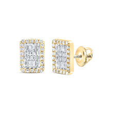 Load image into Gallery viewer, Baguette Emerald Earrings in 10K Yellow Gold - Splendid Jewellery