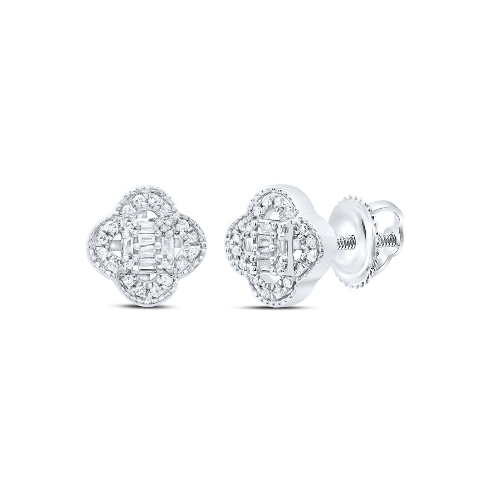 Diamond Earrings in 10K White Gold with Fine Detail - Splendid Jewellery