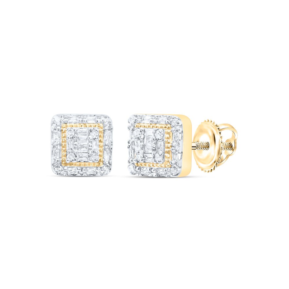 10K Yellow Gold Diamond Earrings 1/6 Cttw with Fine Detail - Splendid Jewellery