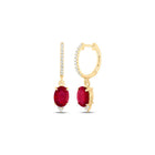 Oval Ruby Earrings in 14K Yellow Gold - Splendid Jewellery