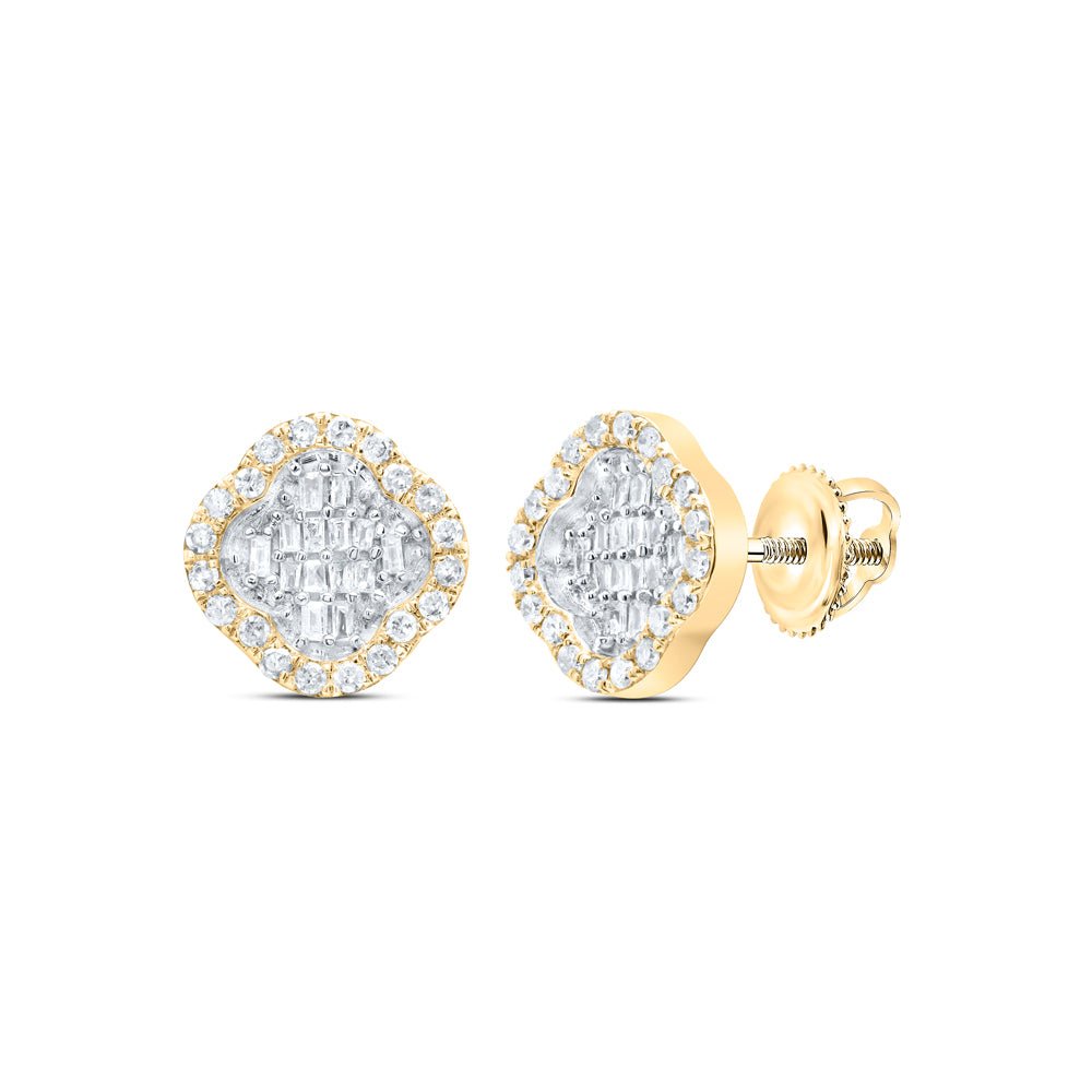 10K Yellow Gold Modern Diamond Earrings with Fine Detail - Splendid Jewellery