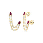 14K Yellow Gold Gift - Ready Ruby Earrings with Elegant Styling - Splendid Jewellery