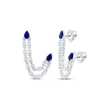Load image into Gallery viewer, 14K White Gold Elegant Earrings with Blue Sapphire - Splendid Jewellery