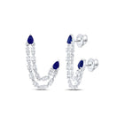 14K White Gold Elegant Earrings with Blue Sapphire - Splendid Jewellery