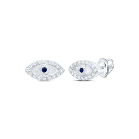 10K White Gold Blue Sapphire Earrings for Everyday Wear with Elegant Styling - Splendid Jewellery