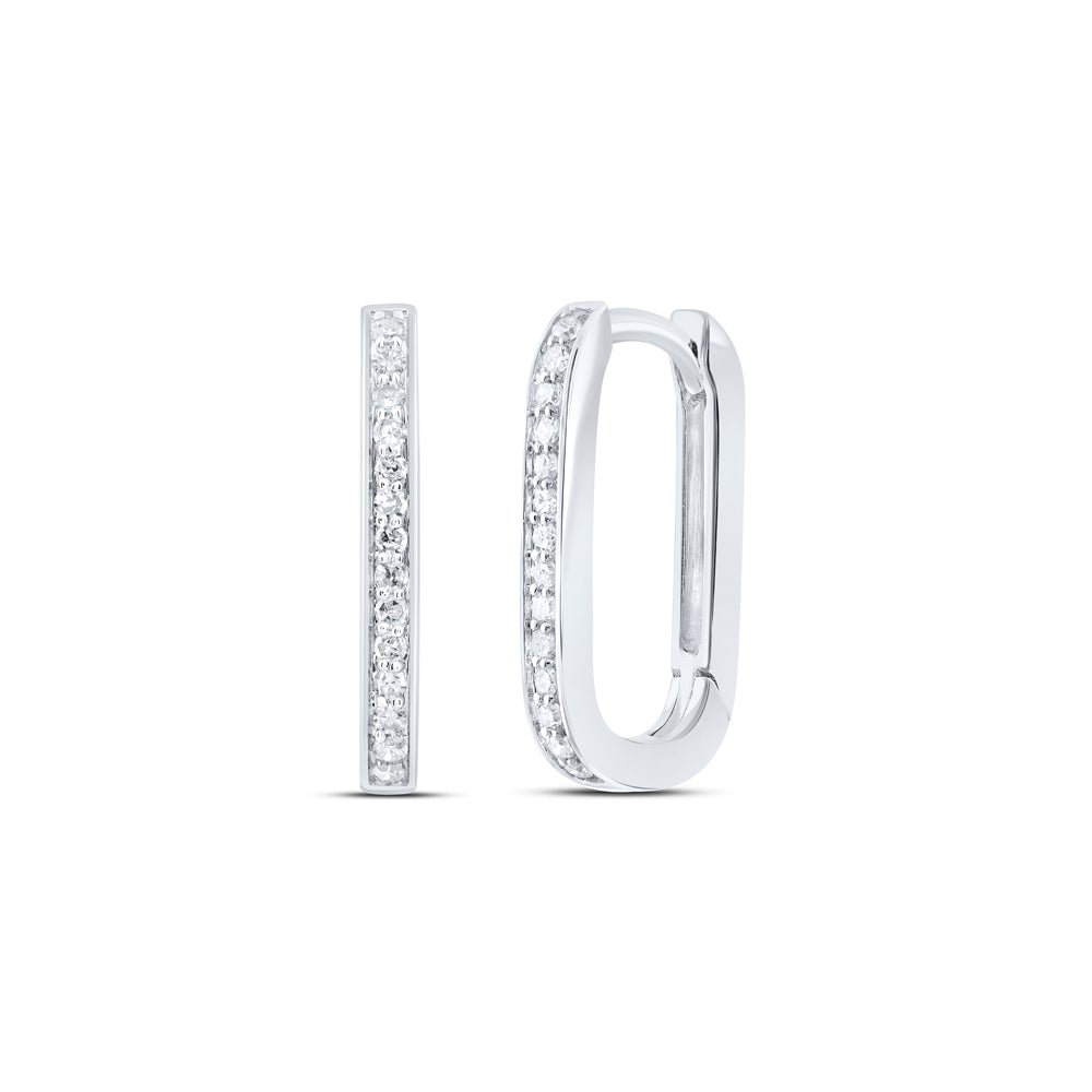 Diamond Hoop Earrings in 14K White Gold with Fine Detail - Splendid Jewellery