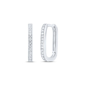 Diamond Hoop Earrings in 14K White Gold with Fine Detail - Splendid Jewellery