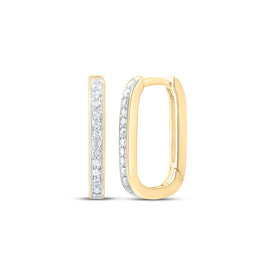 Diamond Hoop Earrings in 10K Yellow Gold with Elegant Styling - Splendid Jewellery
