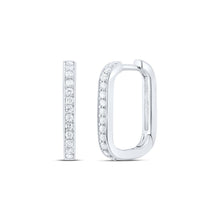 Load image into Gallery viewer, 10K White Gold Elegant Hoop Earrings with Diamond with Fine Detail - Splendid Jewellery