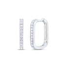 10K White Gold Elegant Hoop Earrings with Diamond with Fine Detail - Splendid Jewellery