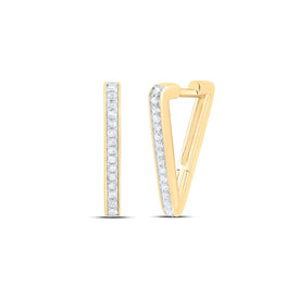14K Yellow Gold Diamond Hoop Earrings - Splendid Jewellery