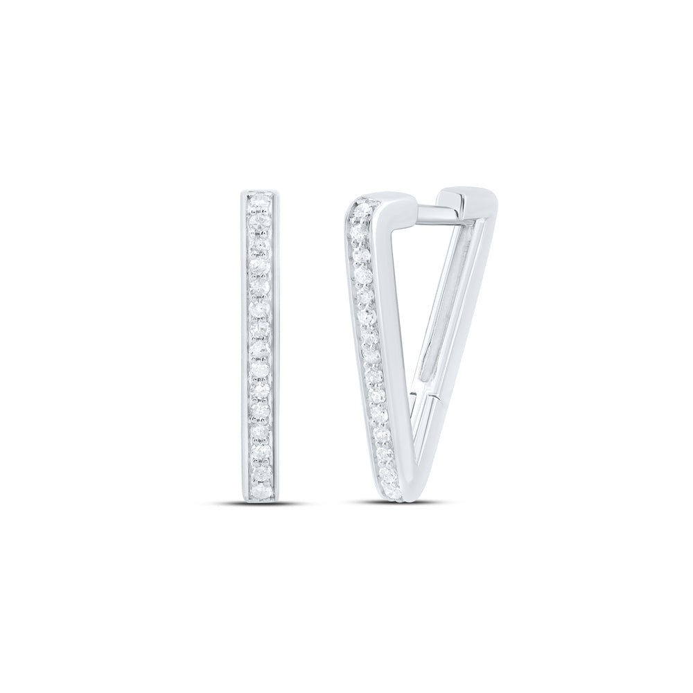 14K White Gold Diamond Hoop Earrings with Elegant Styling - Splendid Jewellery