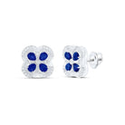 14K White Gold Blue Sapphire Earrings for Everyday Wear with Elegant Styling - Splendid Jewellery