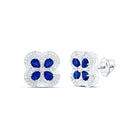 14K White Gold Blue Sapphire Earrings for Everyday Wear with Elegant Styling - Splendid Jewellery