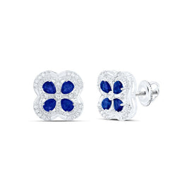 14K White Gold Blue Sapphire Earrings for Everyday Wear with Elegant Styling - Splendid Jewellery