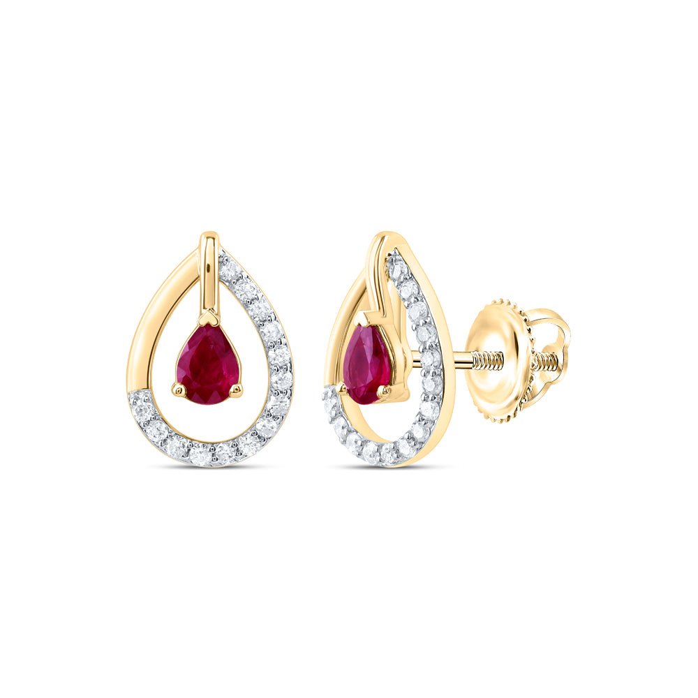 Ruby Earrings in 14K Yellow Gold Gift Edition - Splendid Jewellery