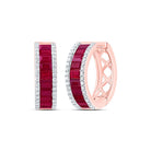 14K Rose Gold Ruby Hoop Earrings 1/3 Cttw - Splendid Jewellery