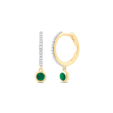 Load image into Gallery viewer, Emerald Earrings in 14K Yellow Gold with Fine Detail - Splendid Jewellery