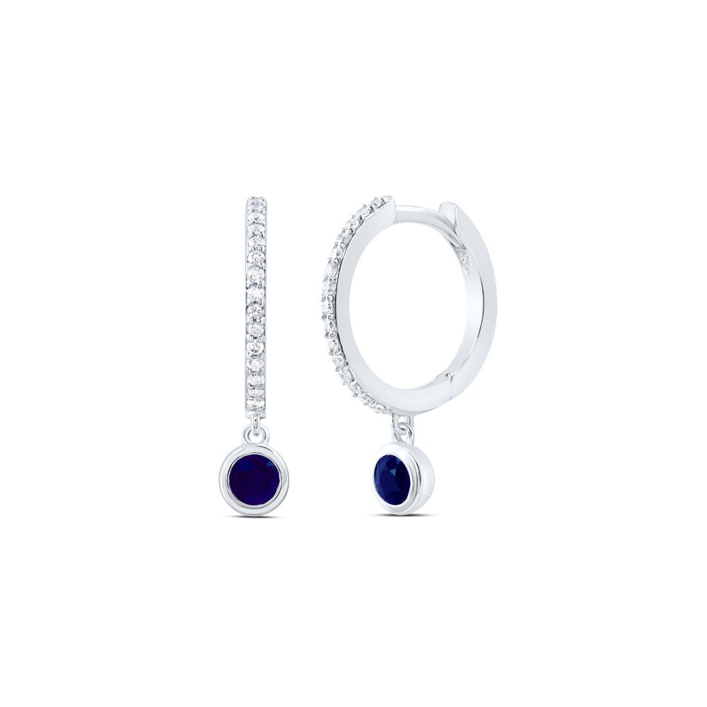 Blue Sapphire Earrings in 14K White Gold - Splendid Jewellery