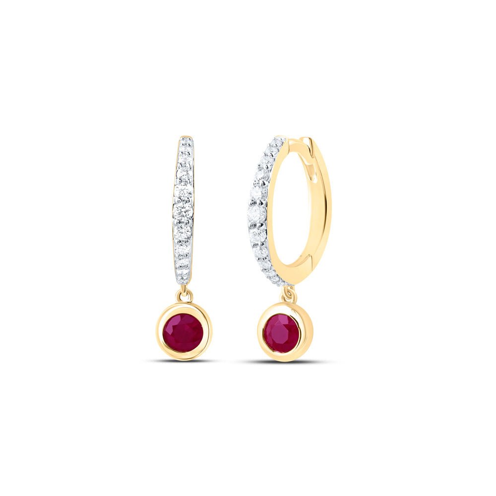 14K Yellow Gold Modern Ruby Earrings with Elegant Styling - Splendid Jewellery