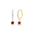 14K Yellow Gold Modern Ruby Earrings with Elegant Styling - Splendid Jewellery