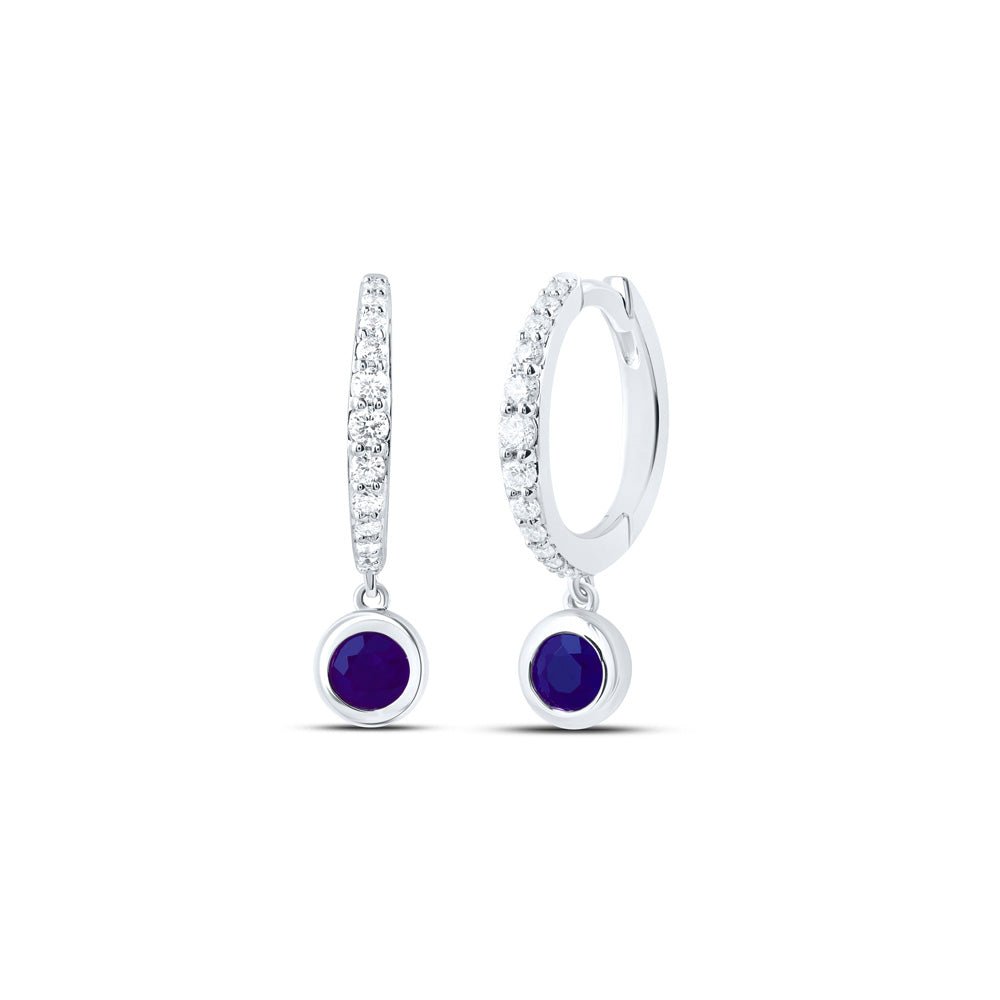 14K White Gold Blue Sapphire Earrings 1/5 Cttw - Splendid Jewellery