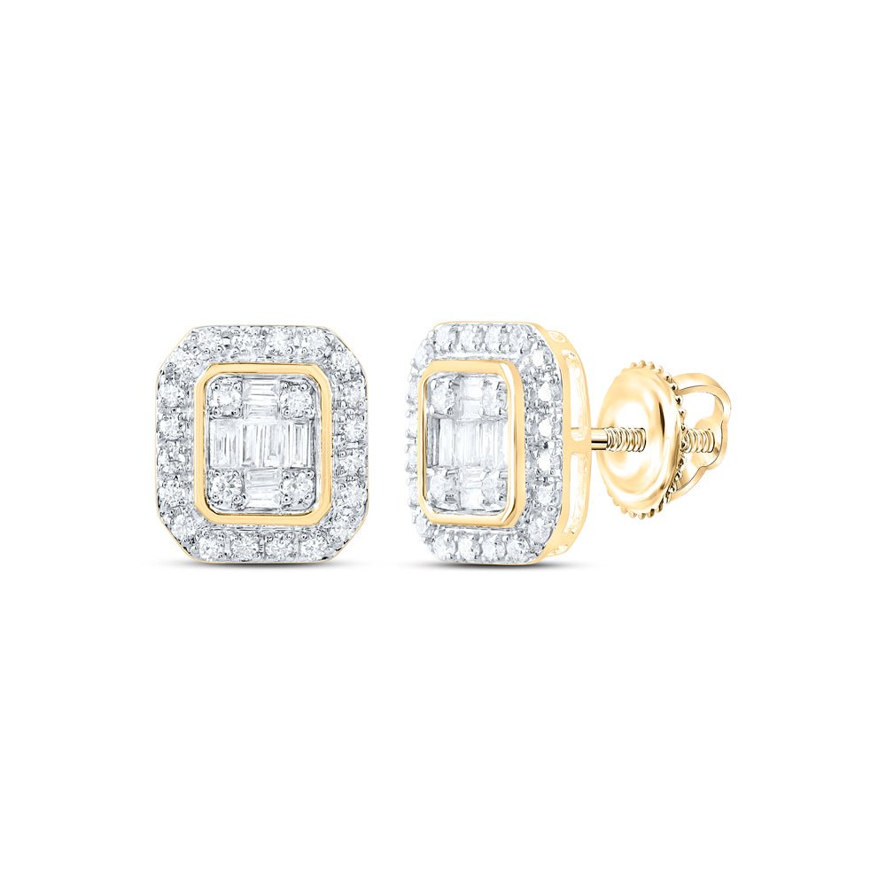 14K Yellow Gold Modern Diamond Earrings with Elegant Styling - Splendid Jewellery