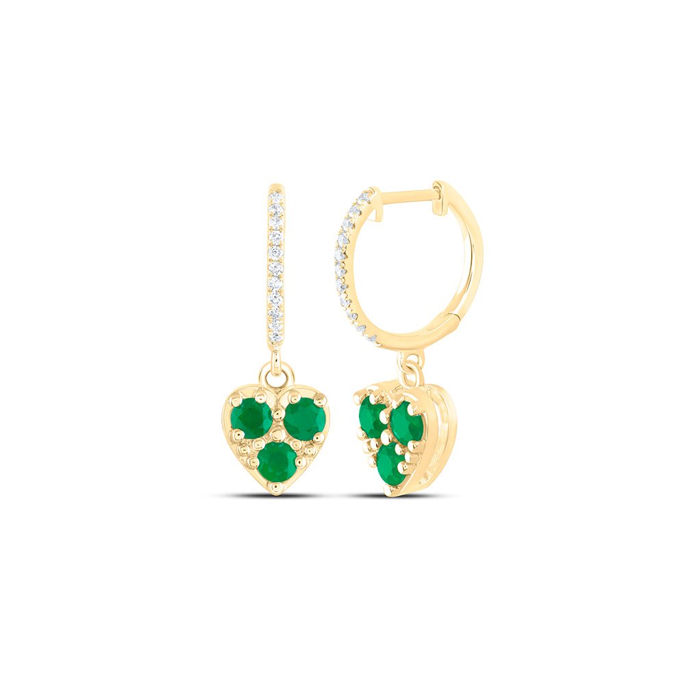 Heart Emerald Earrings in 14K Yellow Gold - Splendid Jewellery