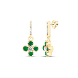 Emerald Earrings in 14K Yellow Gold with Elegant Styling - Splendid Jewellery