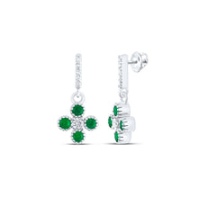 Load image into Gallery viewer, 14K White Gold Elegant Earrings with Emerald - Splendid Jewellery