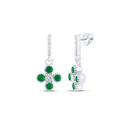 14K White Gold Elegant Earrings with Emerald - Splendid Jewellery
