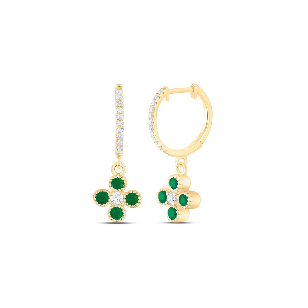 14K Yellow Gold Emerald Earrings with Elegant Styling - Splendid Jewellery