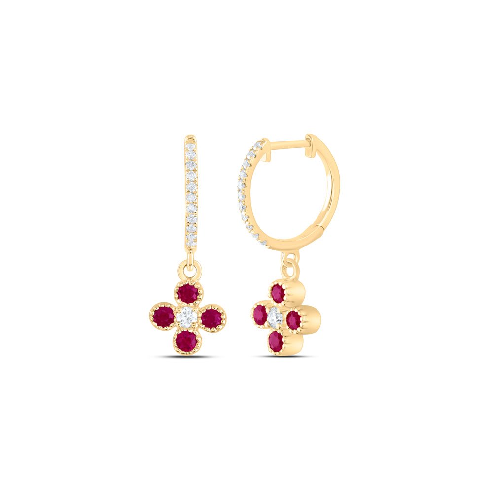 14K Yellow Gold Gift - Ready Ruby Earrings with Fine Detail - Splendid Jewellery