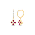 14K Yellow Gold Gift - Ready Ruby Earrings with Fine Detail - Splendid Jewellery