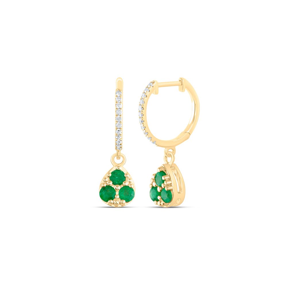 14K Yellow Gold Emerald Earrings 1/10 Cttw - Splendid Jewellery