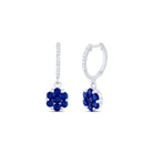 Blue Sapphire Earrings in 14K White Gold with Fine Detail - Splendid Jewellery