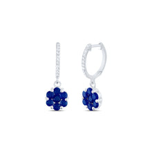 Load image into Gallery viewer, Blue Sapphire Earrings in 14K White Gold with Fine Detail - Splendid Jewellery