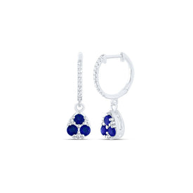 14K White Gold Pear Blue Sapphire Earrings Gift Edition - Splendid Jewellery