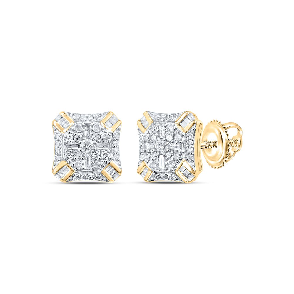10K Yellow Gold Elegant Stud Earrings with Diamond with Elegant Styling - Splendid Jewellery