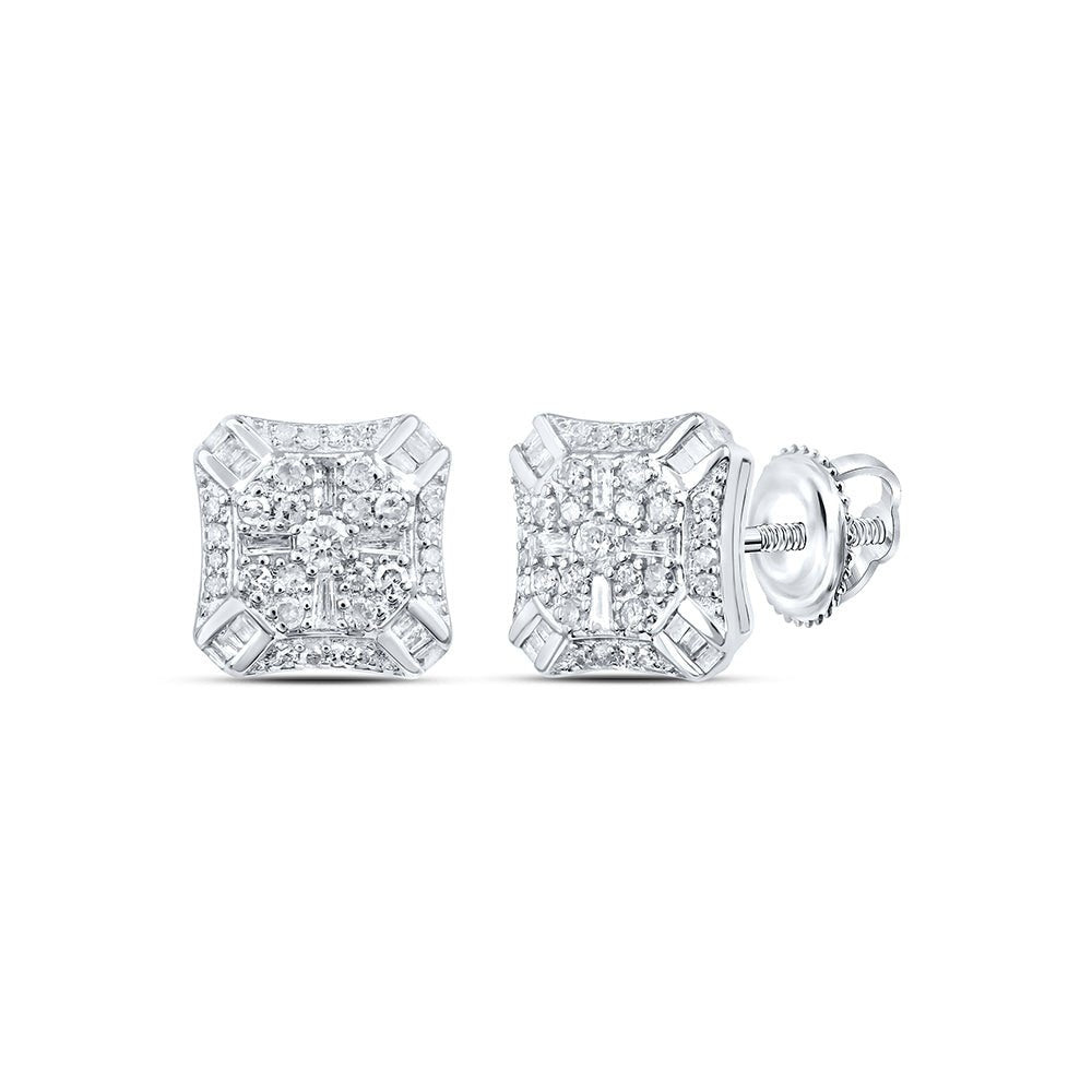 10K White Gold Gift - Ready Diamond Earrings with Fine Detail - Splendid Jewellery