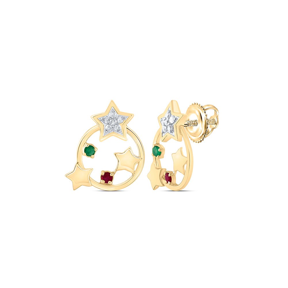 10K Yellow Gold Ruby Earrings for Everyday Wear - Splendid Jewellery