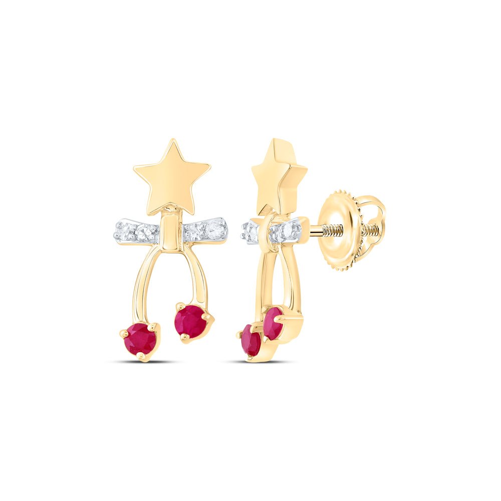 10K Yellow Gold Ruby Earrings - Splendid Jewellery