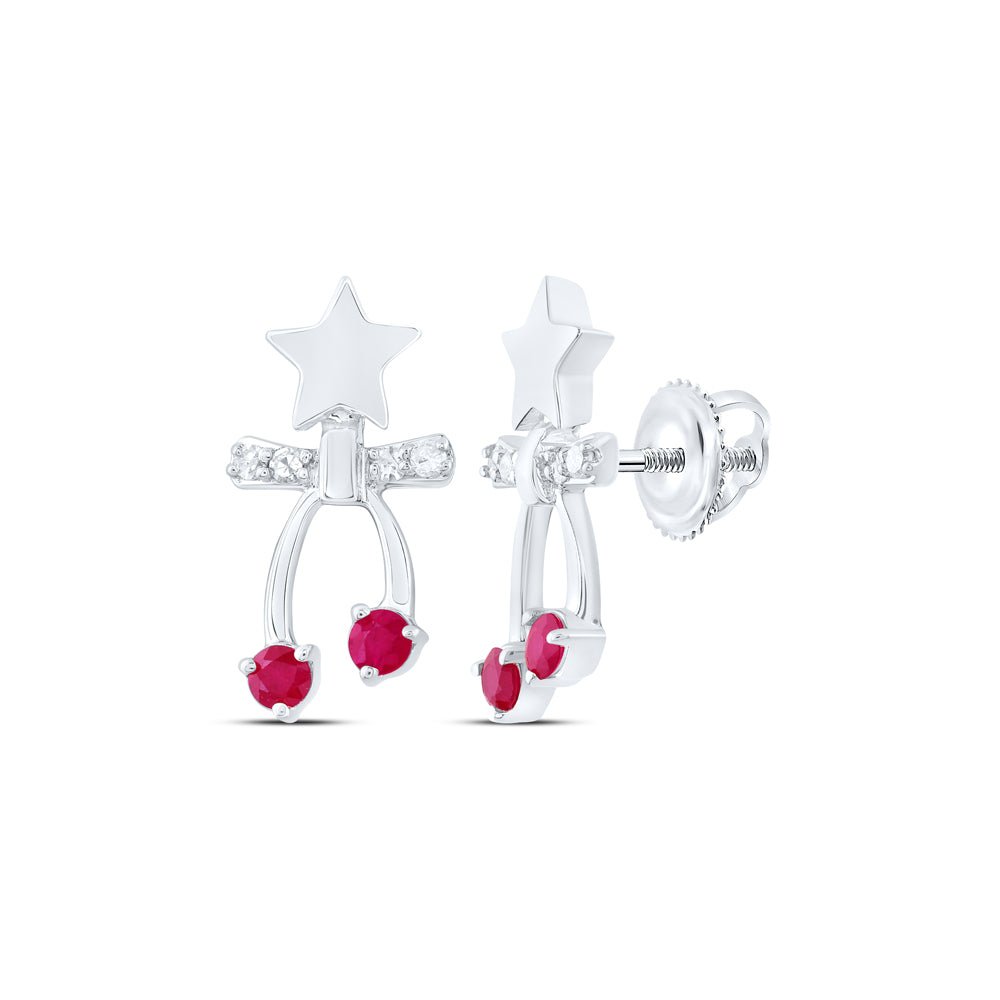10K White Gold Ruby Earrings - Splendid Jewellery