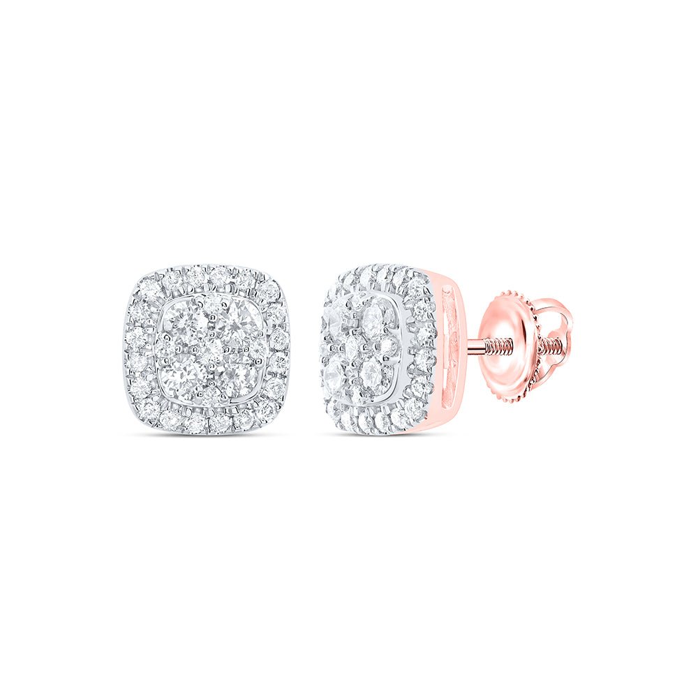 Cushion Diamond Earrings in 14K Rose Gold - Splendid Jewellery