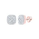 Cushion Diamond Earrings in 14K Rose Gold - Splendid Jewellery
